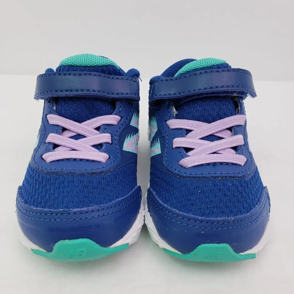 New Balance 680 V6 Toddler Girls Size 4W Wide Captain Blue Violet Sneaker Shoes_5